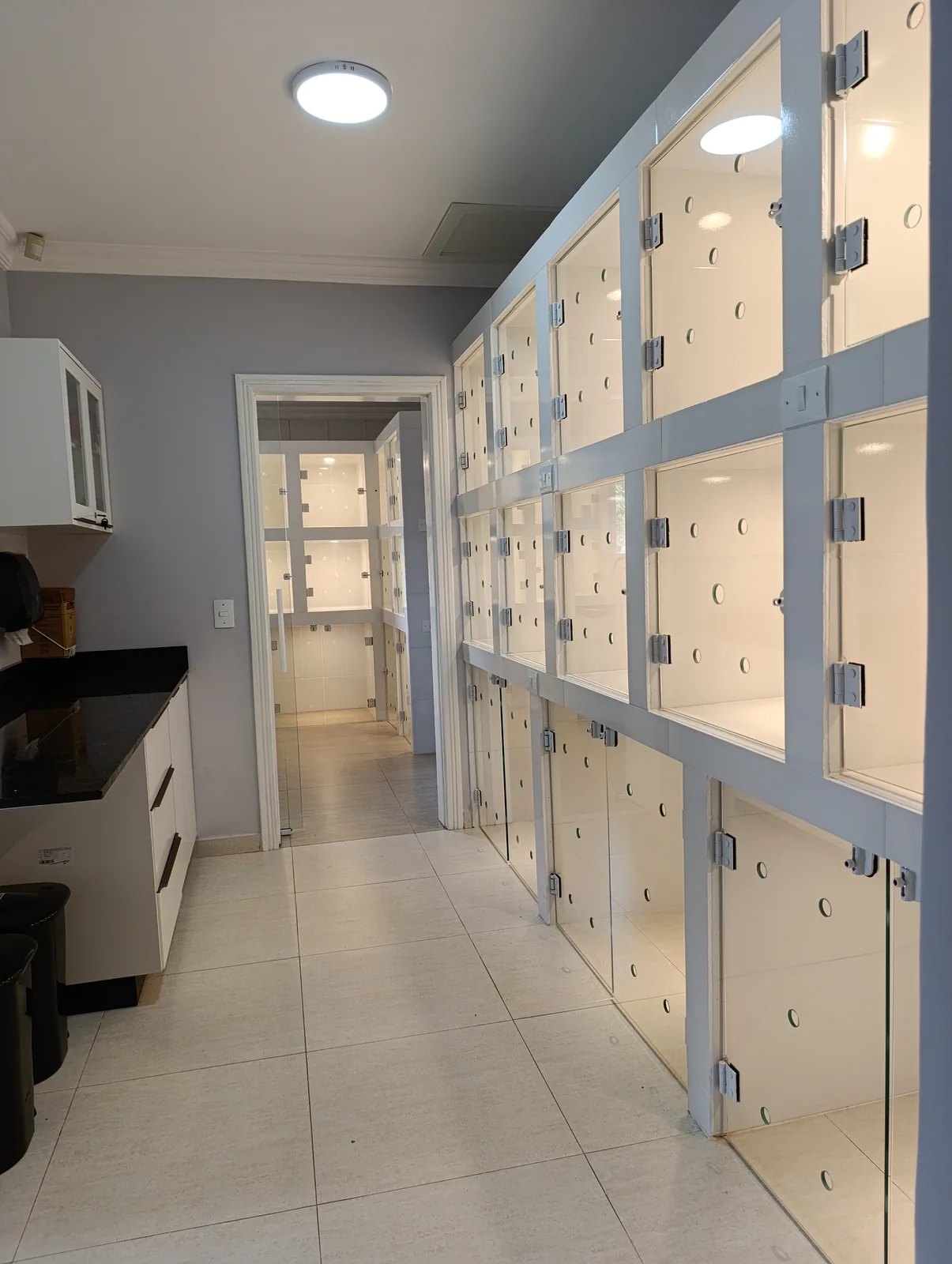 Área de internação da Aumivet com baias individuais para pets em acompanhamento